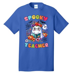 Spooky Teacher Groovy Retro Ghost Teacher Halloween 2024 Funny Gift Tall T-Shirt