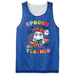 Spooky Teacher Groovy Retro Ghost Teacher Halloween 2024 Funny Gift Mesh Reversible Basketball Jersey Tank