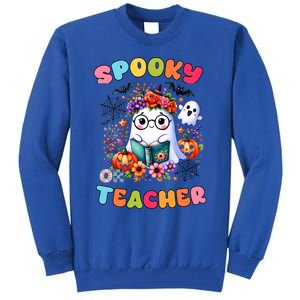 Spooky Teacher Groovy Retro Ghost Teacher Halloween 2024 Funny Gift Tall Sweatshirt