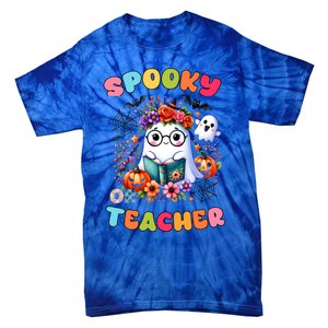 Spooky Teacher Groovy Retro Ghost Teacher Halloween 2024 Funny Gift Tie-Dye T-Shirt