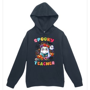 Spooky Teacher Groovy Retro Ghost Teacher Halloween 2024 Funny Gift Urban Pullover Hoodie