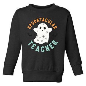 Spooktacular Teacher Groovy Halloween Retro Gift Toddler Sweatshirt