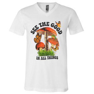 See The Good In All Things Mushroom V-Neck T-Shirt