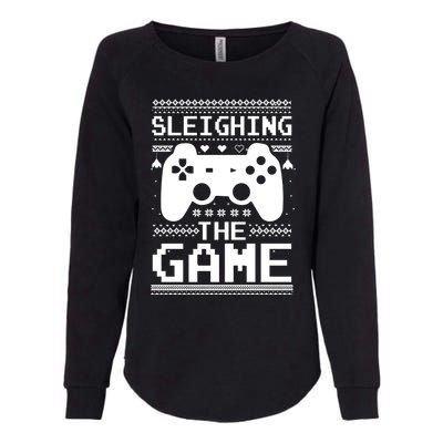 Sleighing The Game Gamer Video Game Christmas Meaningful Gift Womens California Wash Sweatshirt