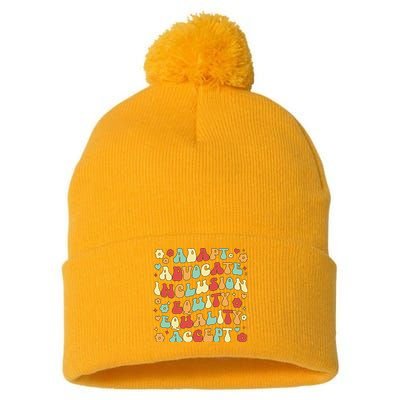 SPED Teacher Groovy Special Education Teacher  Pom Pom 12in Knit Beanie