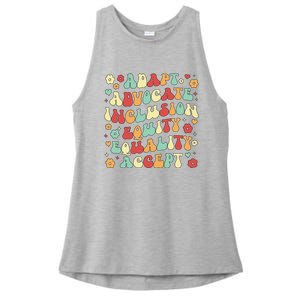 SPED Teacher Groovy Special Education Teacher  Ladies PosiCharge Tri-Blend Wicking Tank