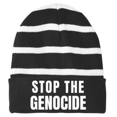 Stop The Genocide Striped Beanie with Solid Band