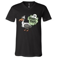 Spooky Toots Goose Ghost Funny Halloween V-Neck T-Shirt