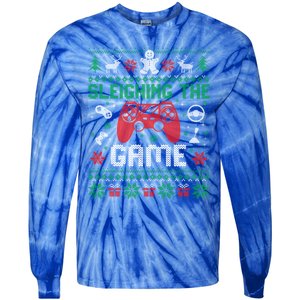 Sleighing The Game Ugly Christmas Sweater Gamer Video Game Gift Tie-Dye Long Sleeve Shirt