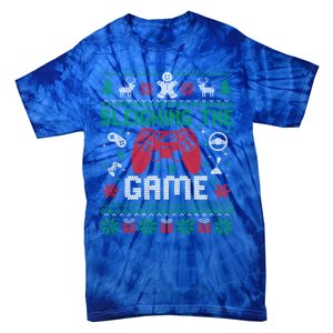 Sleighing The Game Ugly Christmas Sweater Gamer Video Game Gift Tie-Dye T-Shirt