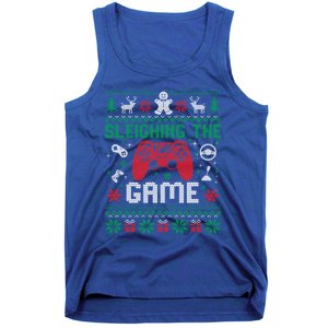 Sleighing The Game Ugly Christmas Sweater Gamer Video Game Gift Tank Top