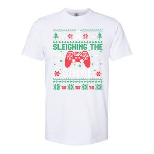 Sleighing The Game Ugly Christmas Sweater Gamer Video Game Gift Softstyle CVC T-Shirt