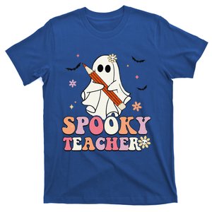 Spooky Teacher Ghost Halloween Groovy Retro Trick Or Treat T-Shirt