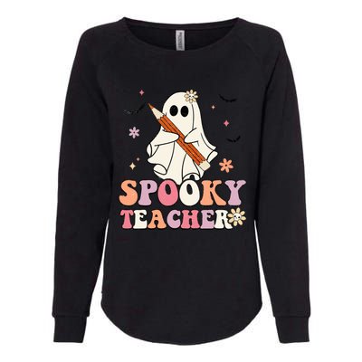 Spooky Teacher Ghost Halloween Groovy Retro Trick Or Treat Womens California Wash Sweatshirt