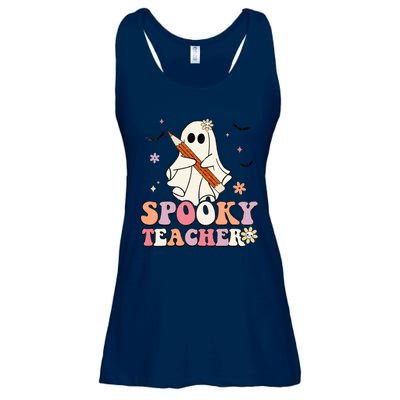 Spooky Teacher Ghost Halloween Groovy Retro Trick Or Treat Ladies Essential Flowy Tank