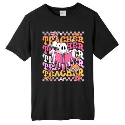 Spooky Teacher Ghost Halloween Groovy Retro Trick Or Teach Tall Fusion ChromaSoft Performance T-Shirt