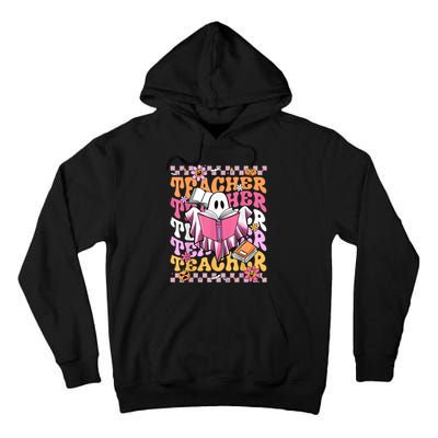 Spooky Teacher Ghost Halloween Groovy Retro Trick Or Teach Tall Hoodie