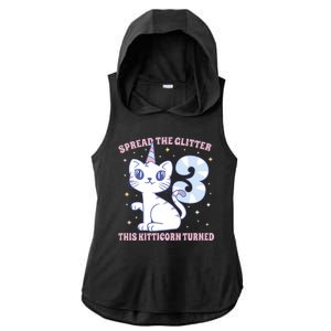 Spread The Glitter This Kitticorn Turned 3 Birthday Gift Ladies PosiCharge Tri-Blend Wicking Draft Hoodie Tank