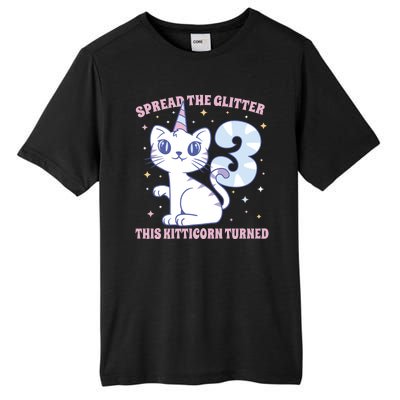 Spread The Glitter This Kitticorn Turned 3 Birthday Gift Tall Fusion ChromaSoft Performance T-Shirt