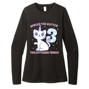 Spread The Glitter This Kitticorn Turned 3 Birthday Gift Womens CVC Long Sleeve Shirt