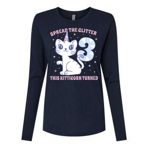 Spread The Glitter This Kitticorn Turned 3 Birthday Gift Womens Cotton Relaxed Long Sleeve T-Shirt