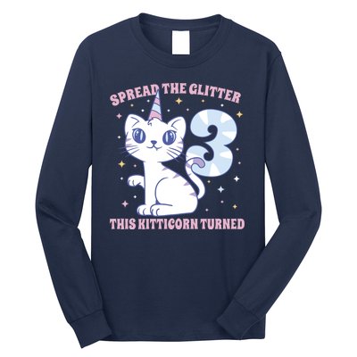 Spread The Glitter This Kitticorn Turned 3 Birthday Gift Long Sleeve Shirt