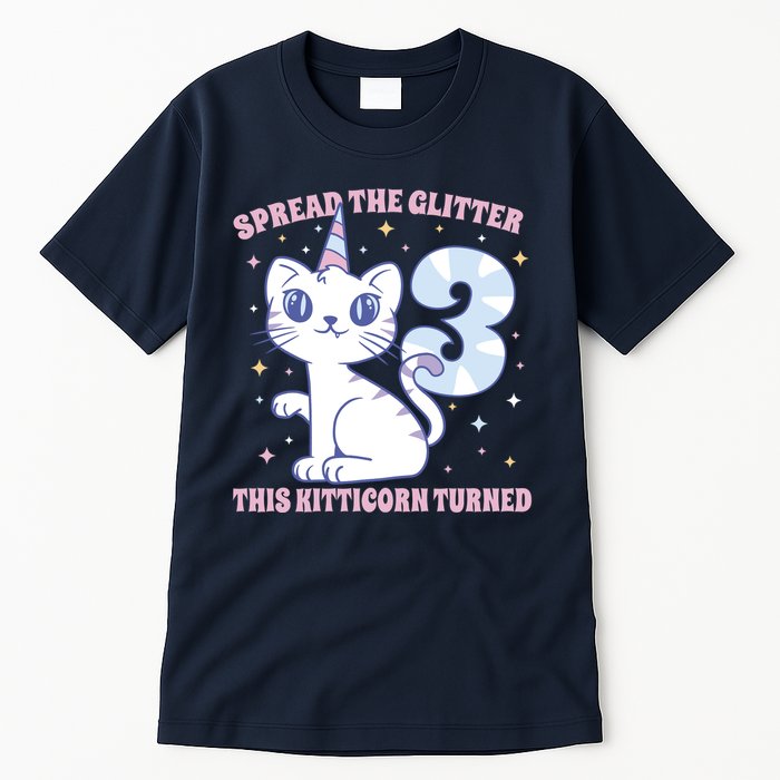 Spread The Glitter This Kitticorn Turned 3 Birthday Gift Tall T-Shirt
