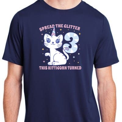 Spread The Glitter This Kitticorn Turned 3 Birthday Gift Adult ChromaSoft Performance T-Shirt