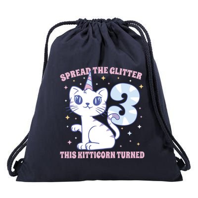 Spread The Glitter This Kitticorn Turned 3 Birthday Gift Drawstring Bag