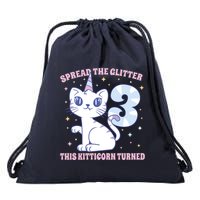 Spread The Glitter This Kitticorn Turned 3 Birthday Gift Drawstring Bag