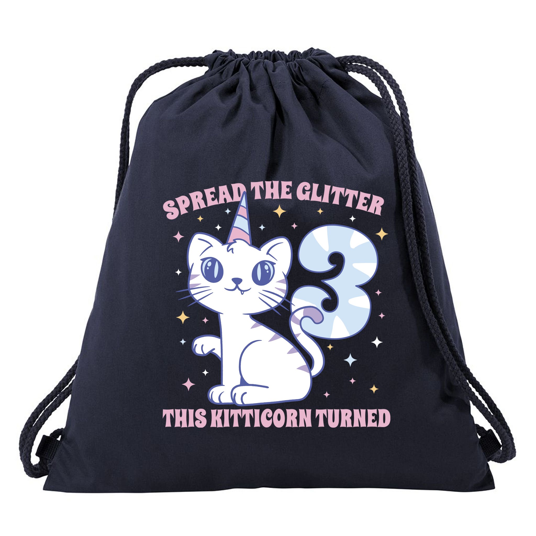 Spread The Glitter This Kitticorn Turned 3 Birthday Gift Drawstring Bag