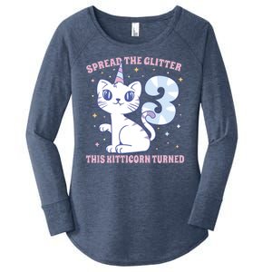 Spread The Glitter This Kitticorn Turned 3 Birthday Gift Women's Perfect Tri Tunic Long Sleeve Shirt