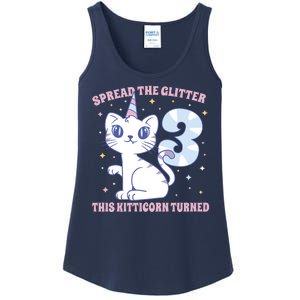 Spread The Glitter This Kitticorn Turned 3 Birthday Gift Ladies Essential Tank