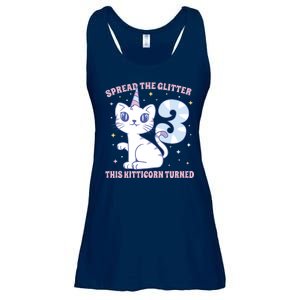 Spread The Glitter This Kitticorn Turned 3 Birthday Gift Ladies Essential Flowy Tank