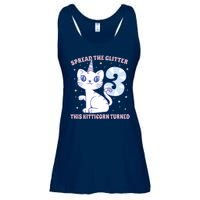 Spread The Glitter This Kitticorn Turned 3 Birthday Gift Ladies Essential Flowy Tank