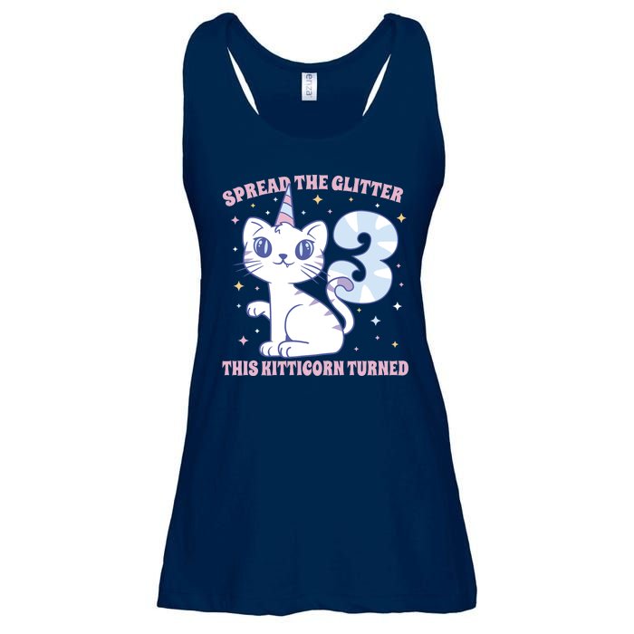 Spread The Glitter This Kitticorn Turned 3 Birthday Gift Ladies Essential Flowy Tank