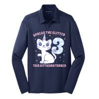 Spread The Glitter This Kitticorn Turned 3 Birthday Gift Silk Touch Performance Long Sleeve Polo