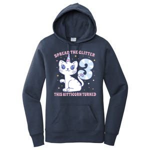 Spread The Glitter This Kitticorn Turned 3 Birthday Gift Women's Pullover Hoodie