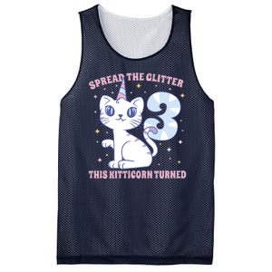 Spread The Glitter This Kitticorn Turned 3 Birthday Gift Mesh Reversible Basketball Jersey Tank