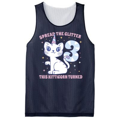 Spread The Glitter This Kitticorn Turned 3 Birthday Gift Mesh Reversible Basketball Jersey Tank