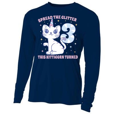 Spread The Glitter This Kitticorn Turned 3 Birthday Gift Cooling Performance Long Sleeve Crew