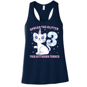 Spread The Glitter This Kitticorn Turned 3 Birthday Gift Women's Racerback Tank