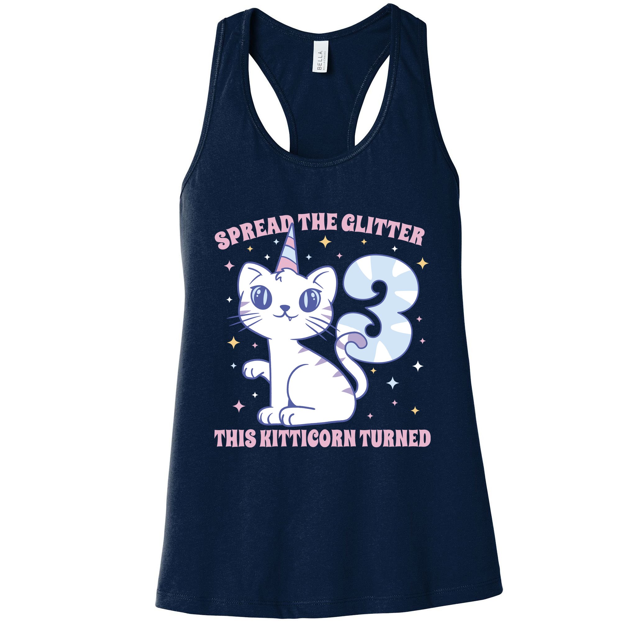 Spread The Glitter This Kitticorn Turned 3 Birthday Gift Womens Tank Top
