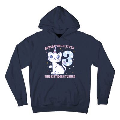 Spread The Glitter This Kitticorn Turned 3 Birthday Gift Tall Hoodie