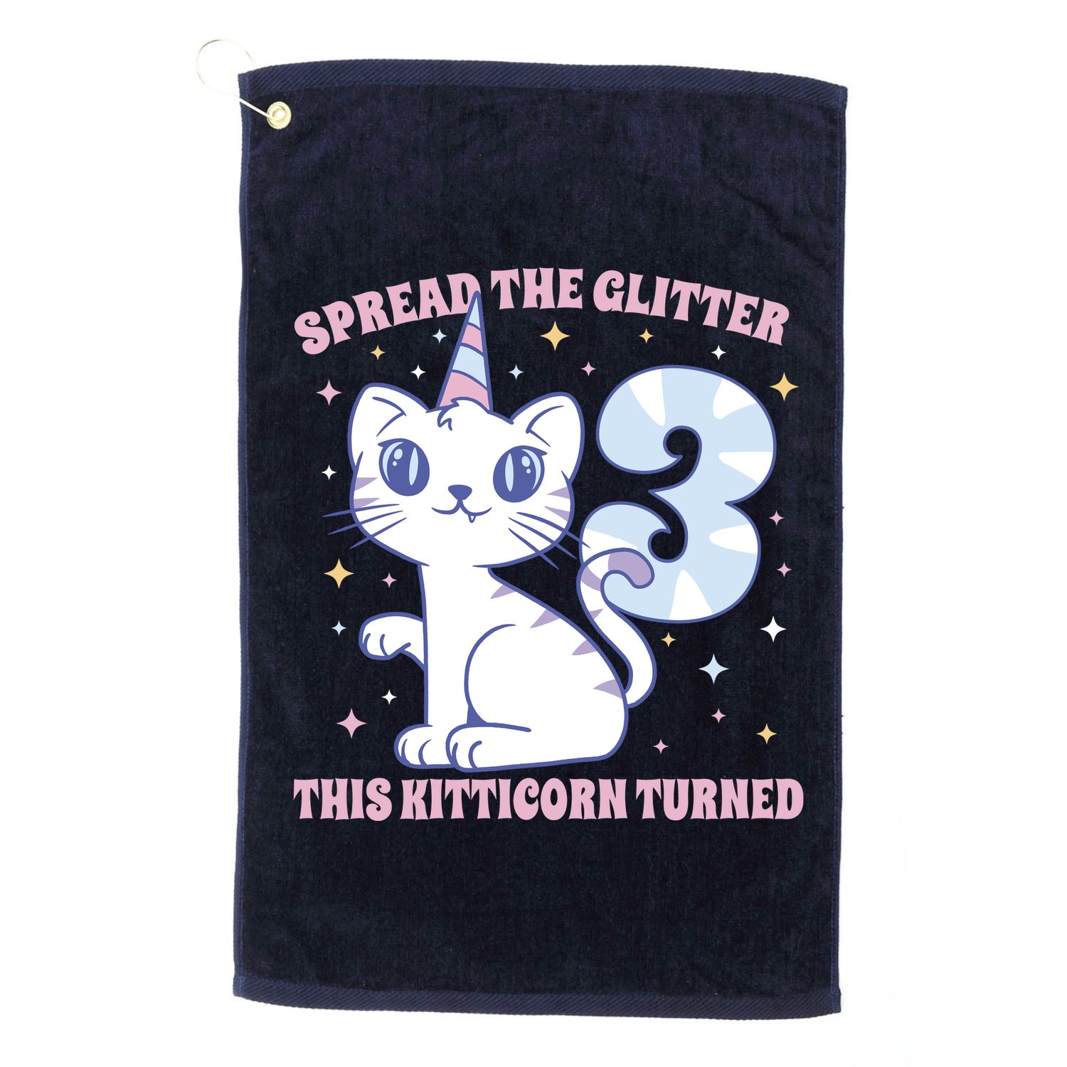 Spread The Glitter This Kitticorn Turned 3 Birthday Gift Golf Towel