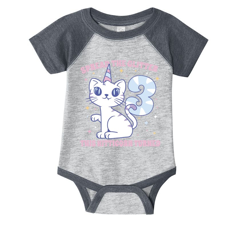 Spread The Glitter This Kitticorn Turned 3 Birthday Gift Infant Baby Jersey Bodysuit