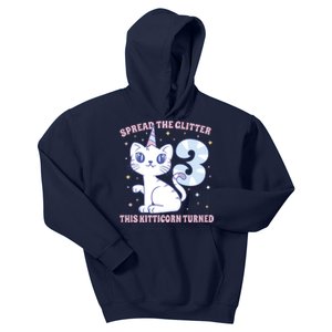 Spread The Glitter This Kitticorn Turned 3 Birthday Gift Kids Hoodie