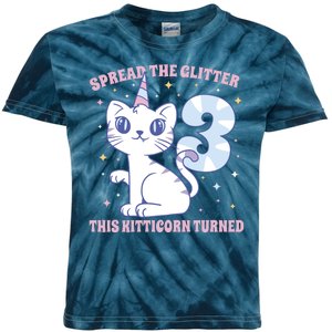 Spread The Glitter This Kitticorn Turned 3 Birthday Gift Kids Tie-Dye T-Shirt