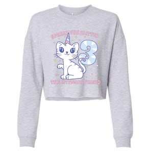 Spread The Glitter This Kitticorn Turned 3 Birthday Gift Cropped Pullover Crew