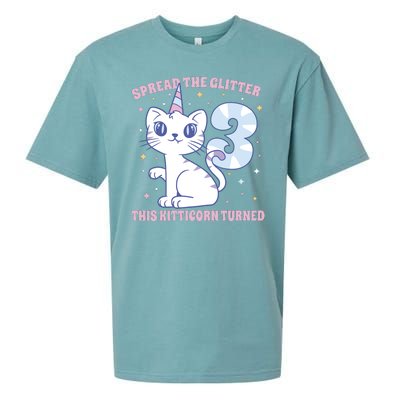 Spread The Glitter This Kitticorn Turned 3 Birthday Gift Sueded Cloud Jersey T-Shirt